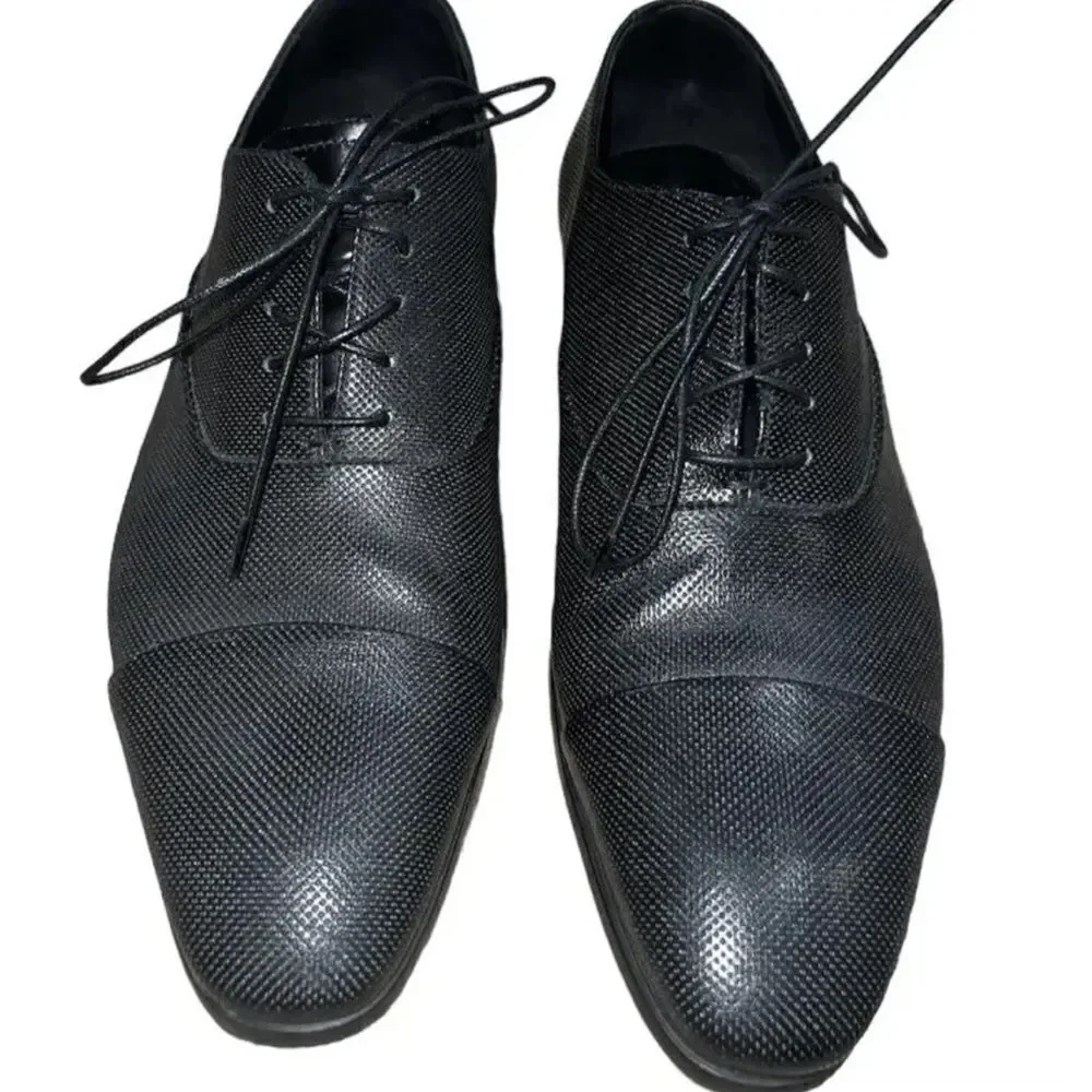 ✨Giorgio Armani Black Textured Leather Lace Up Oxfords✨